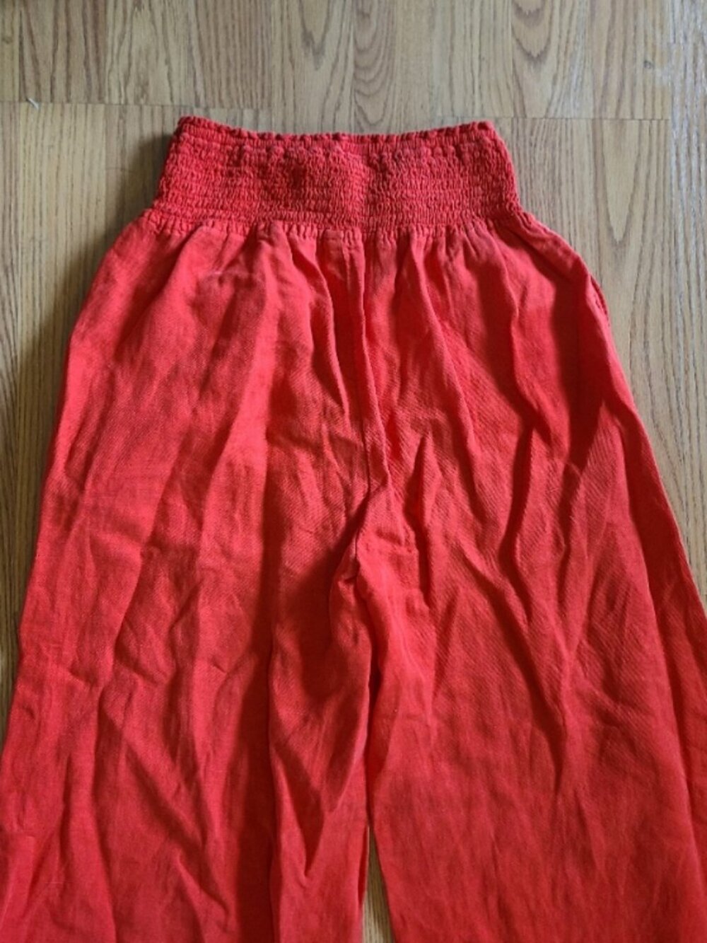 CALYPSO ST. BARTH LINEN-BLEND CROPPED WIDE LEG PALAZZO PANTS SMOCKED WAIST sz XS - Picture 5 of 6